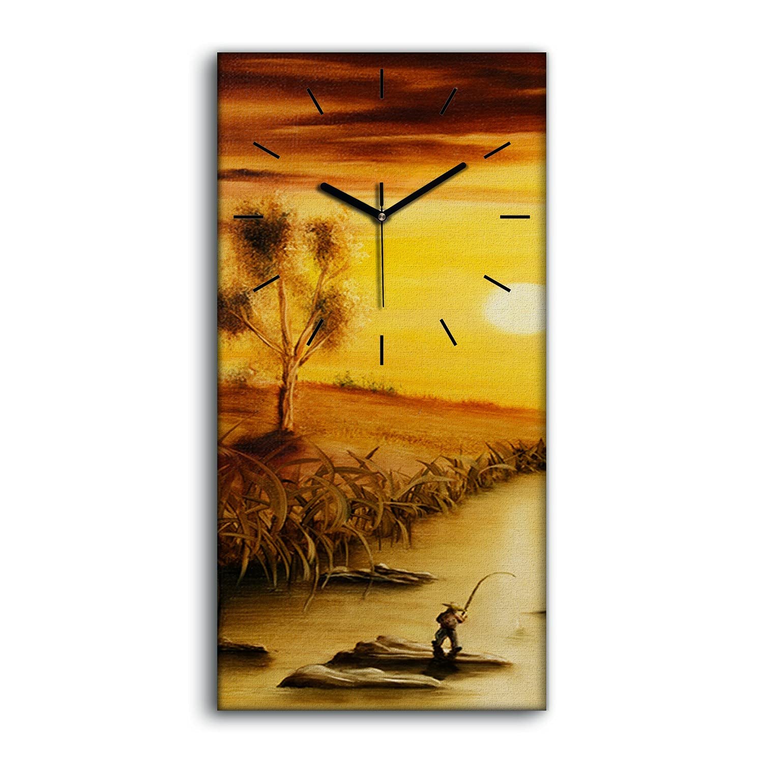 Horloge sur Toile Paysage Arbres et Rivière Déco Idéale pour le Salon