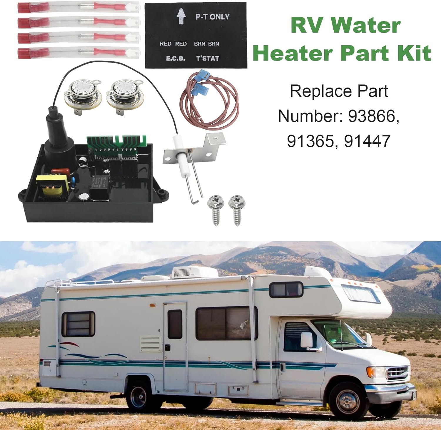 91365 HOT RV Water Heater Part Kit, Includes Control Circuit Board Parts, Thermal Cut Off & Thermostat Kit, Replacement for Atwood, Replaces 91447 93866