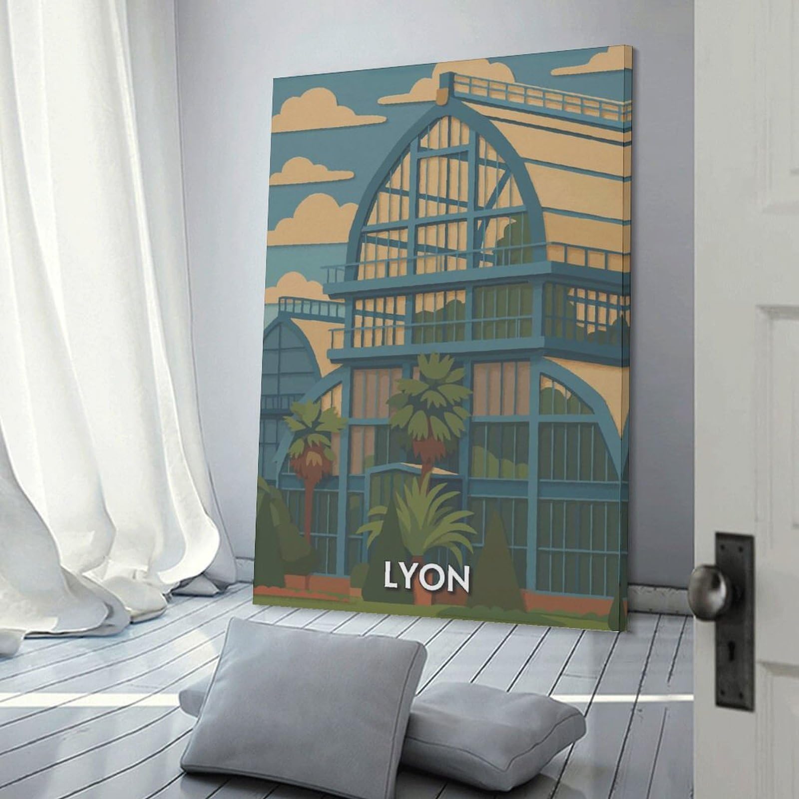 Junmoney Lyon France Botanical Garden Illustration Home Decor Wall Art, 24x36inch(60x90cm), for Apartment Walls, Studios Or Work Areas, Wall Decor with Flexible Room Appeal