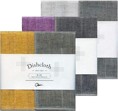 Nawrap Binchotan Charcoal Dishcloths, Set of 3, White, Lavender & Tangerine
