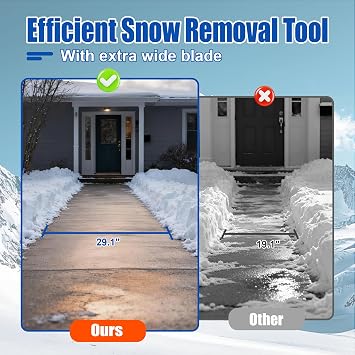 30 2-Wheel Metal Snow Pusher,Adjustable Handle Black Snow Shovel