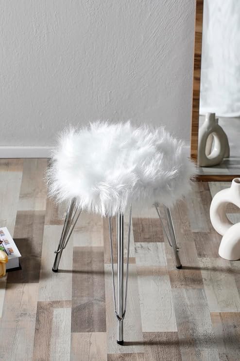 Soft Session Gold Leg Sofa Chair Decorative Bench Fluffy Medium Puff&Sofa Bench&Puff&Sitting Bench (Chrome Leg)