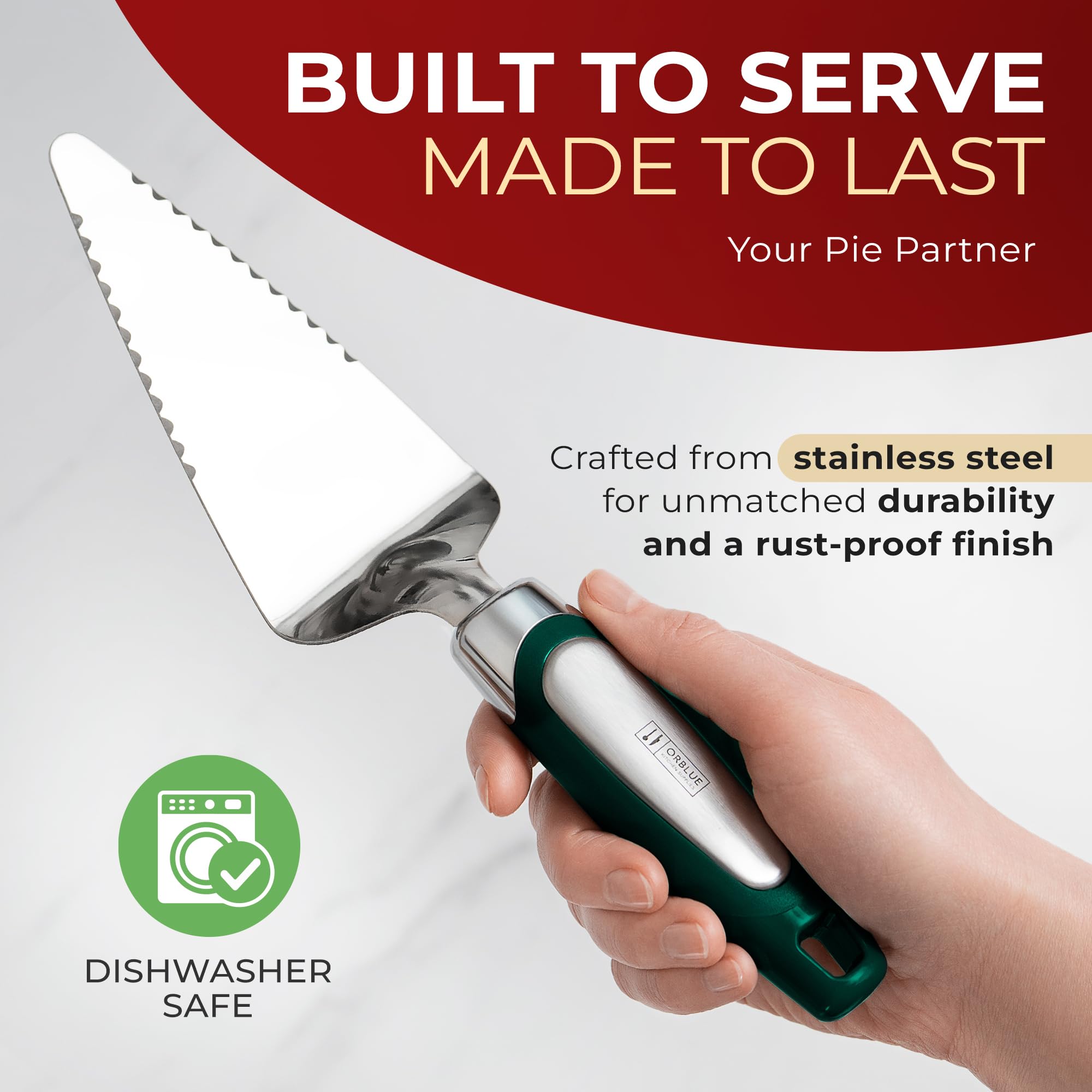 Orblue Pie Server - Serrated Stainless Steel -2