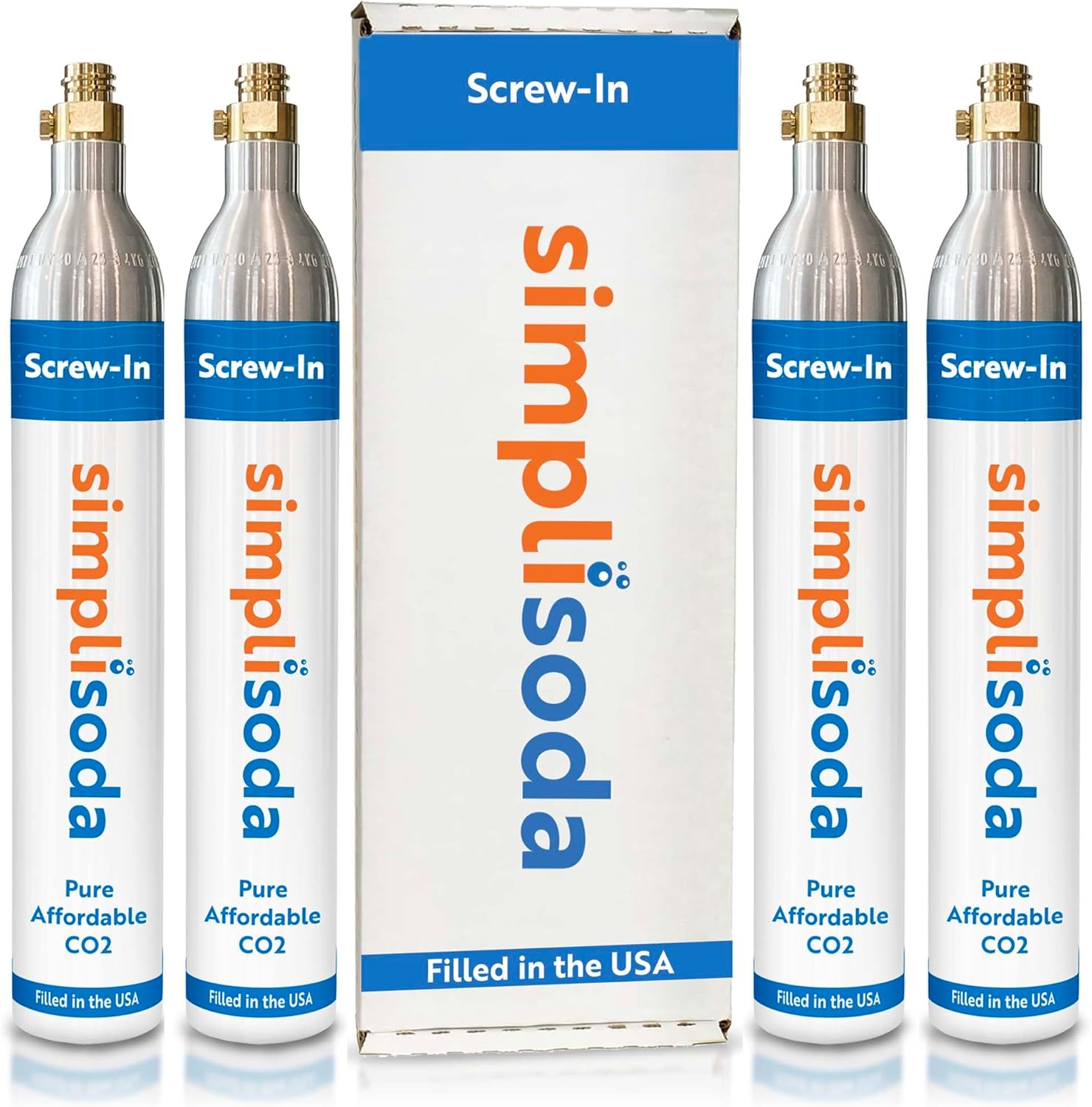 Simpli Soda 60L CO2 Canister Cylinders - Compatible with Sodastream Quick Connect Only [Including ART, TERRA ENSO & DUO] - Soda Streaming Machine CO2 Tanks Gas Refill, | 14.5 oz, Set of 4