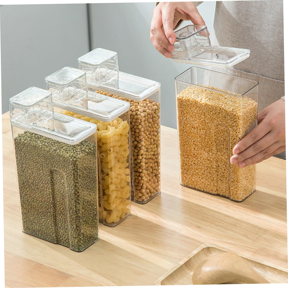 Gatuida 2 Piezas Depósito Detergente Transparente Reutilizable Cubo Almacenamiento Polvo Lavado Contenedor Práctico y Sellado para Hogar y Hotel