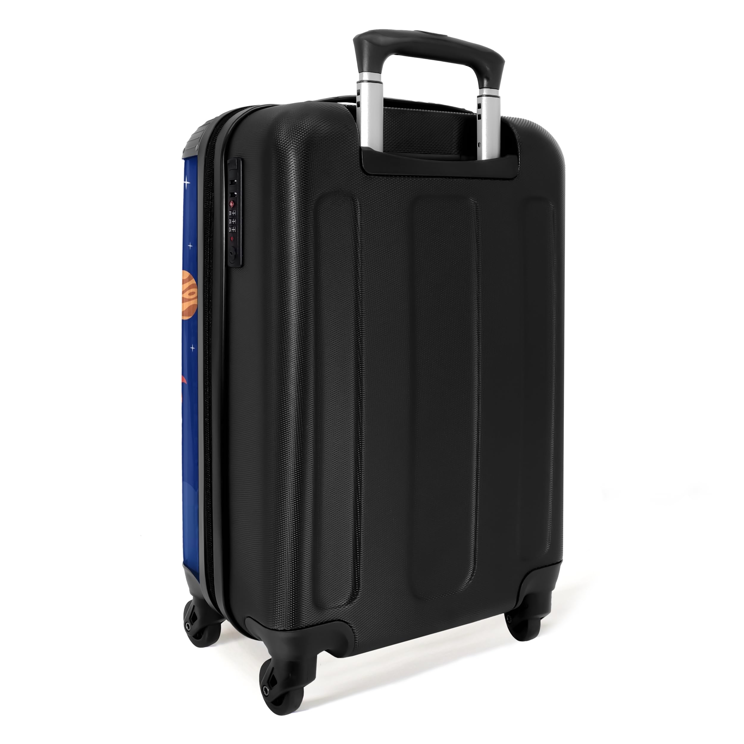 NoBoringSuitcases.com Kinderkoffer, Reisekoffer Personalisiert, Kinderkoffer Jung, Kindertrolley, Handgepäck 55x40x20 cm (Astronaut - Dunkelblau)