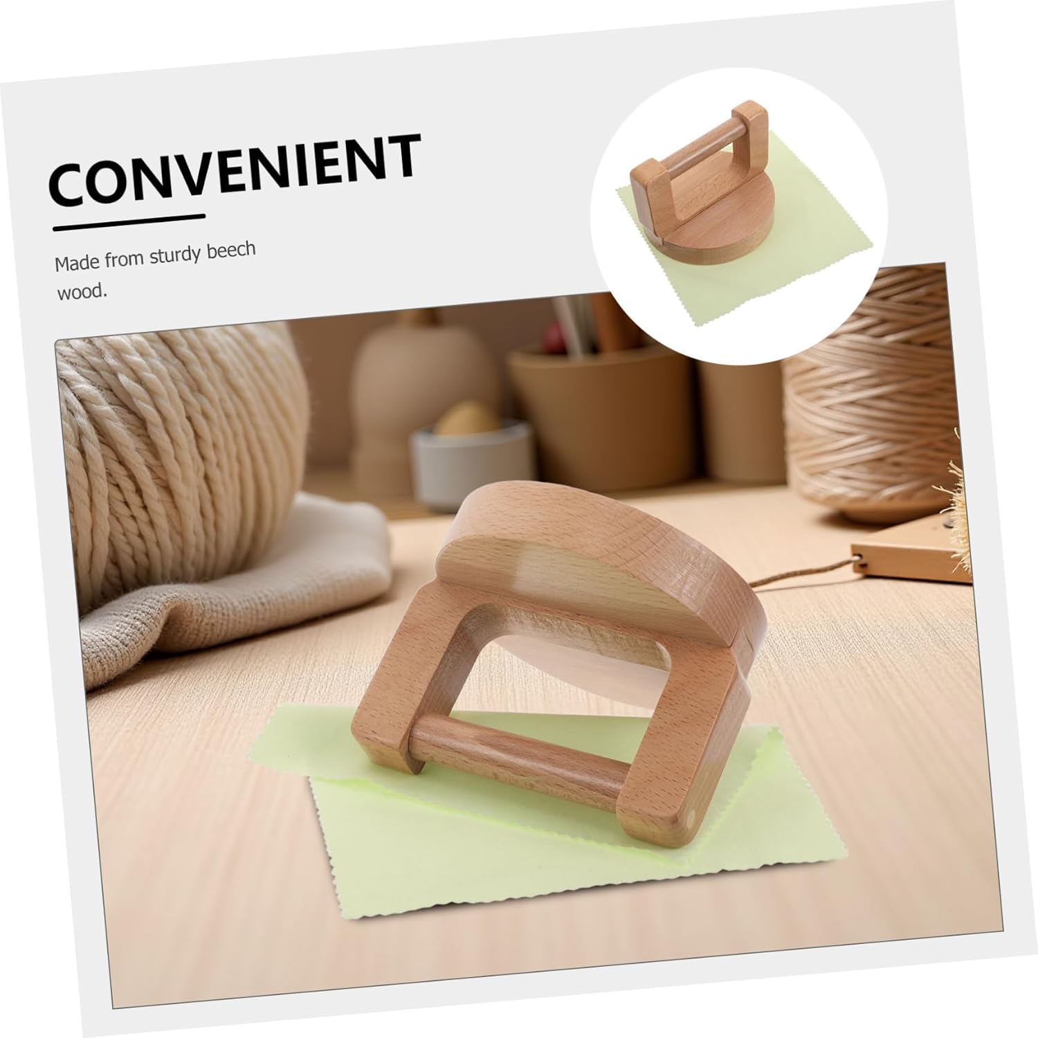 JOINPAYA Wood Baren for Printmaking with Ergonomic Handle and Wiping Cloth, Linocut Press Tool for Block and Screen Printing, Handheld Printmaking Burnisher for Artists and Craft Makers