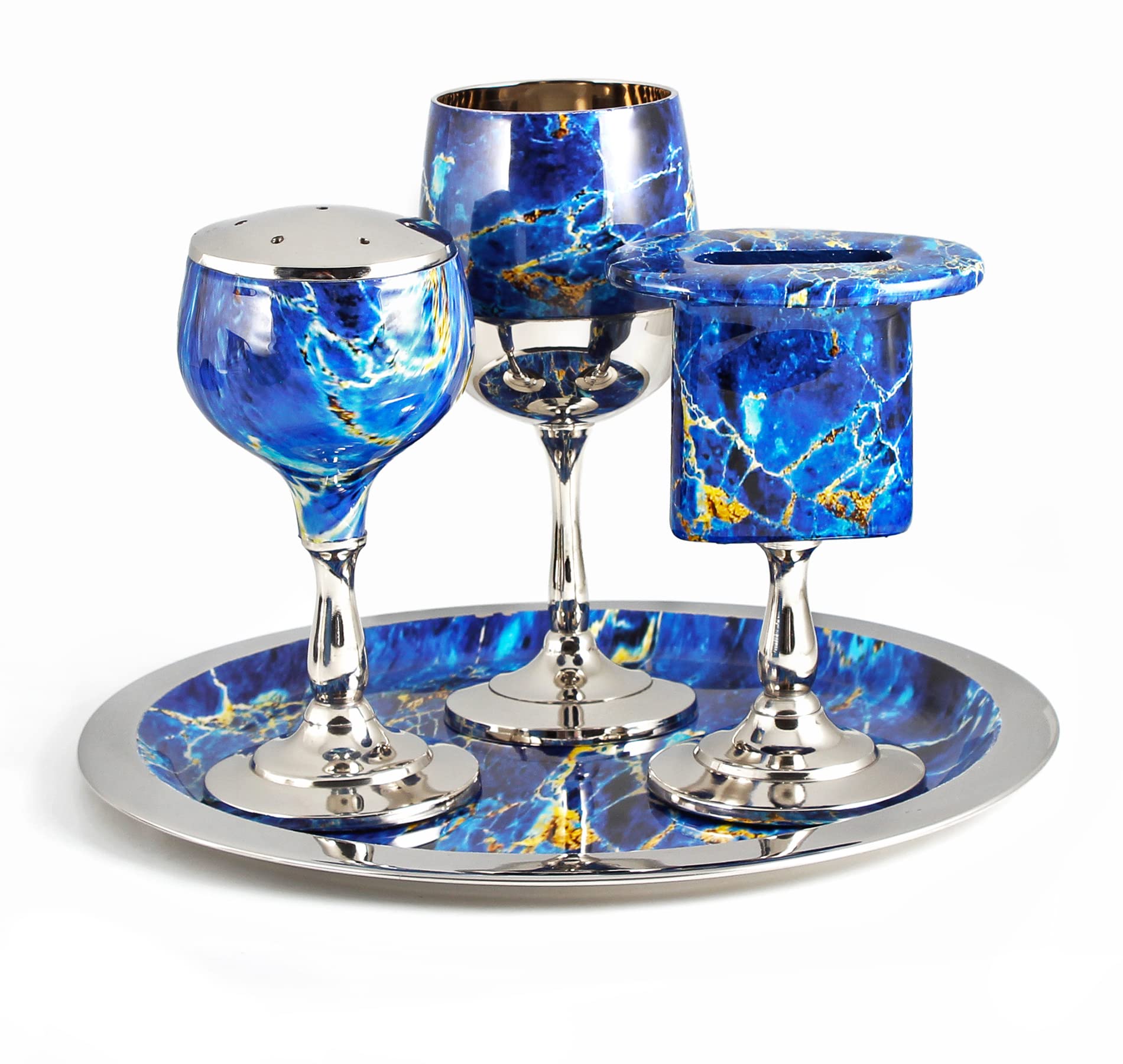 Jewish Ritual Items Zion Judaica Havdalah Set - Nickel Plated Blue ...