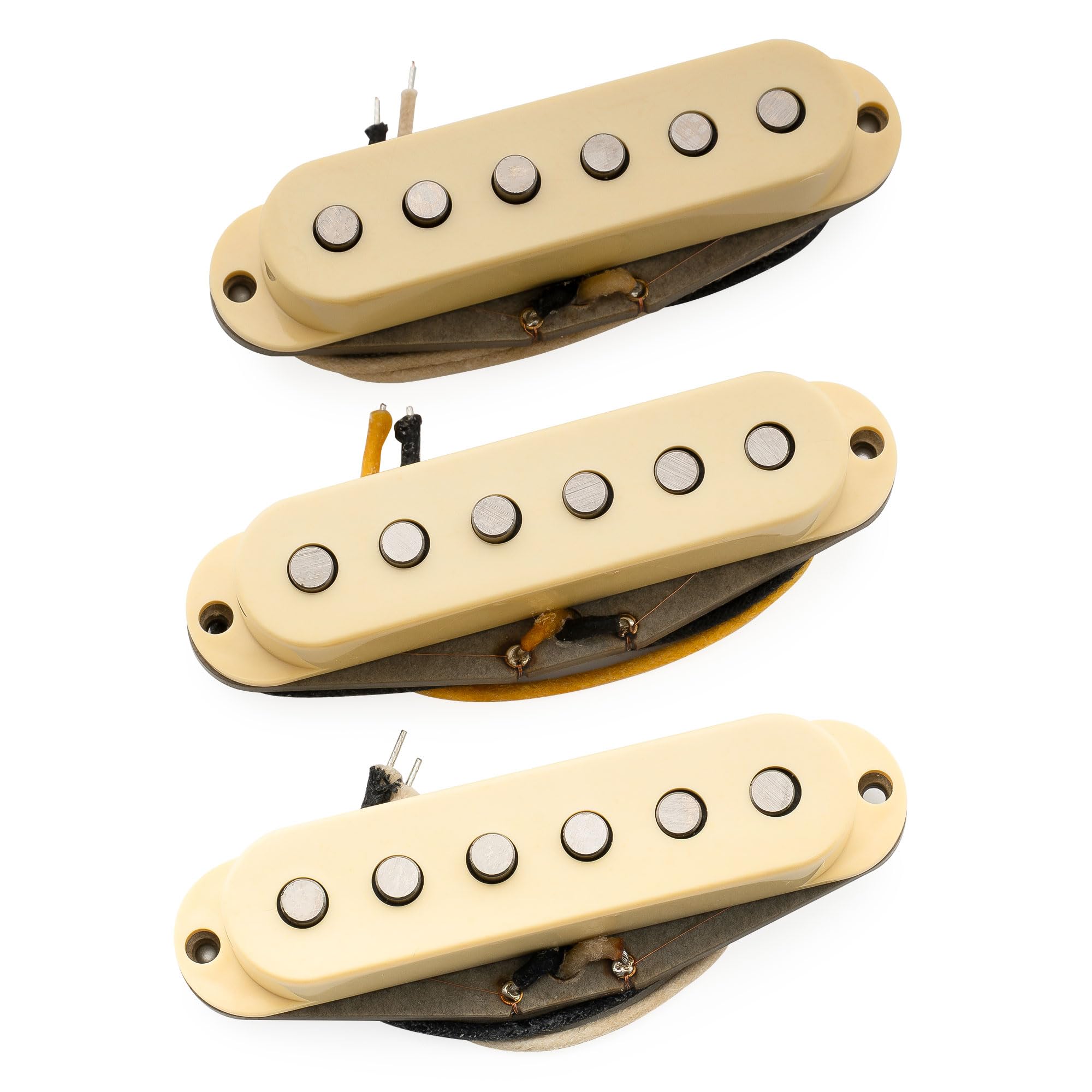 The Revival Pickups RPS6 Jimi Hendrix Vintage Alnico 5 Set Pickup Single Coil Manico Medio Ponte per Chitarra Elettrica tipo Strat, Crema