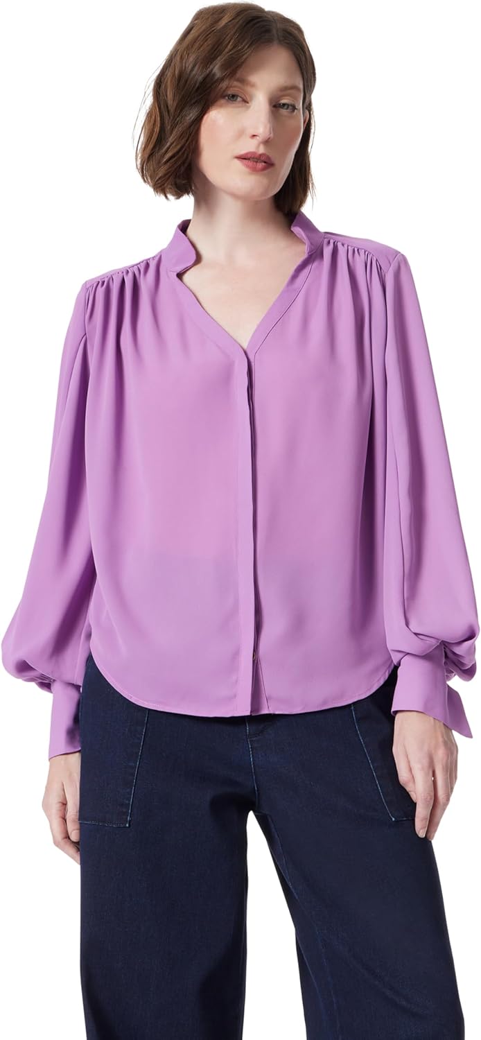 DEE OCLEPPO Womens Jane Long Sleeve Button Front Blouse Standard