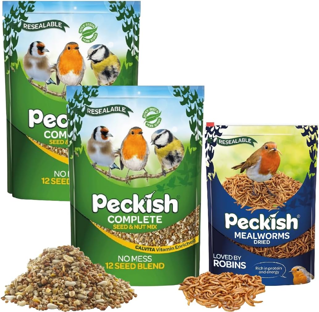 Peckish Seed Nuts & Mealworms Bundle Pack of 2 x 1kg Complete No Mess