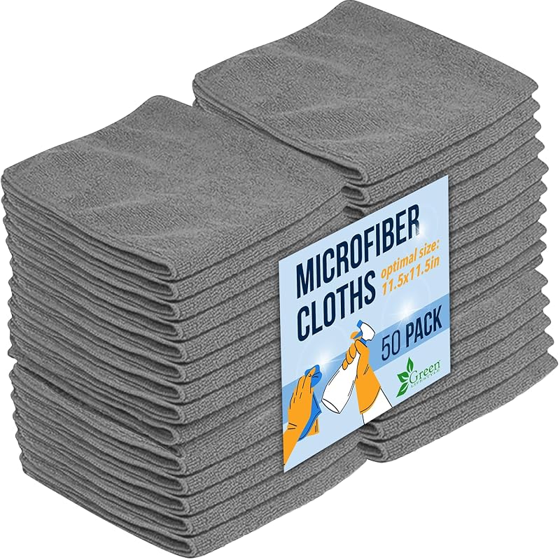 Panos de Microfibra para Limpeza e Secagem Automotiva GREEN LIFESTYLE Cinza 29,2 x 29,2 cm Pacote com 50