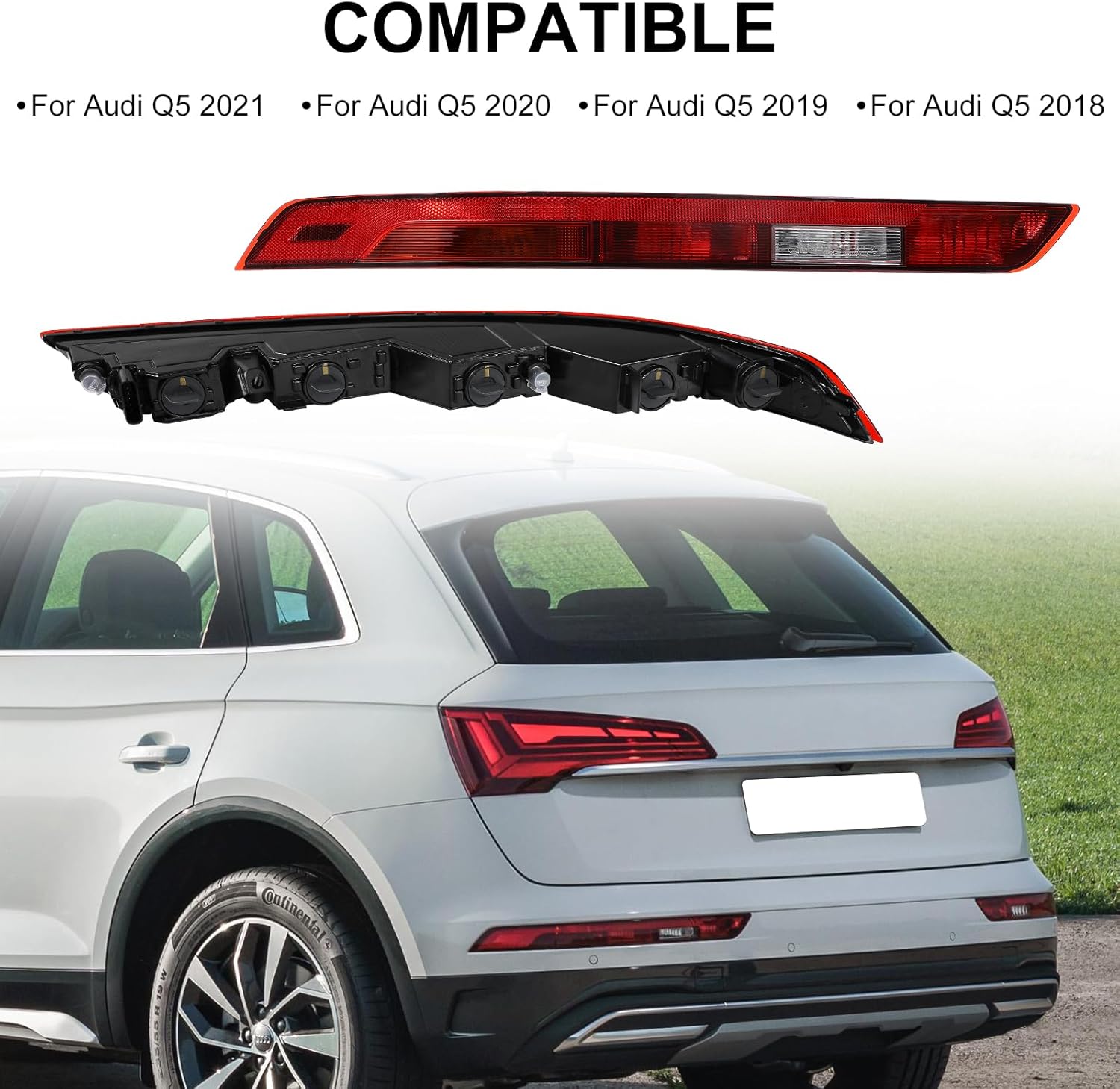 Rear Bumper Brake Tail Light Compatible with Audi Q5 2018 2019 2020 2021 2022 2023 Back Up Tail Light Brake Lights for Left Driver Side OEM#: 80A 945 069 A - Image 2
