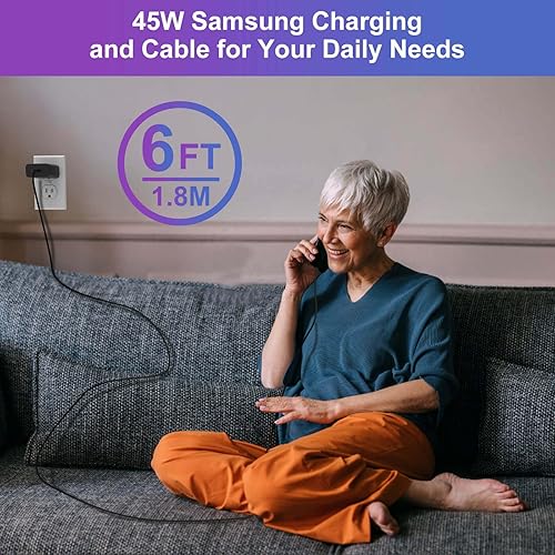 Miniatura 7 de Cargador Samsung USB C de 45 W - Carga tipo C súper rápida para Galaxy S24 UltraS23 UltraS24S24+S23S23+S22 UltraS22S22+ y más Series, cargador de