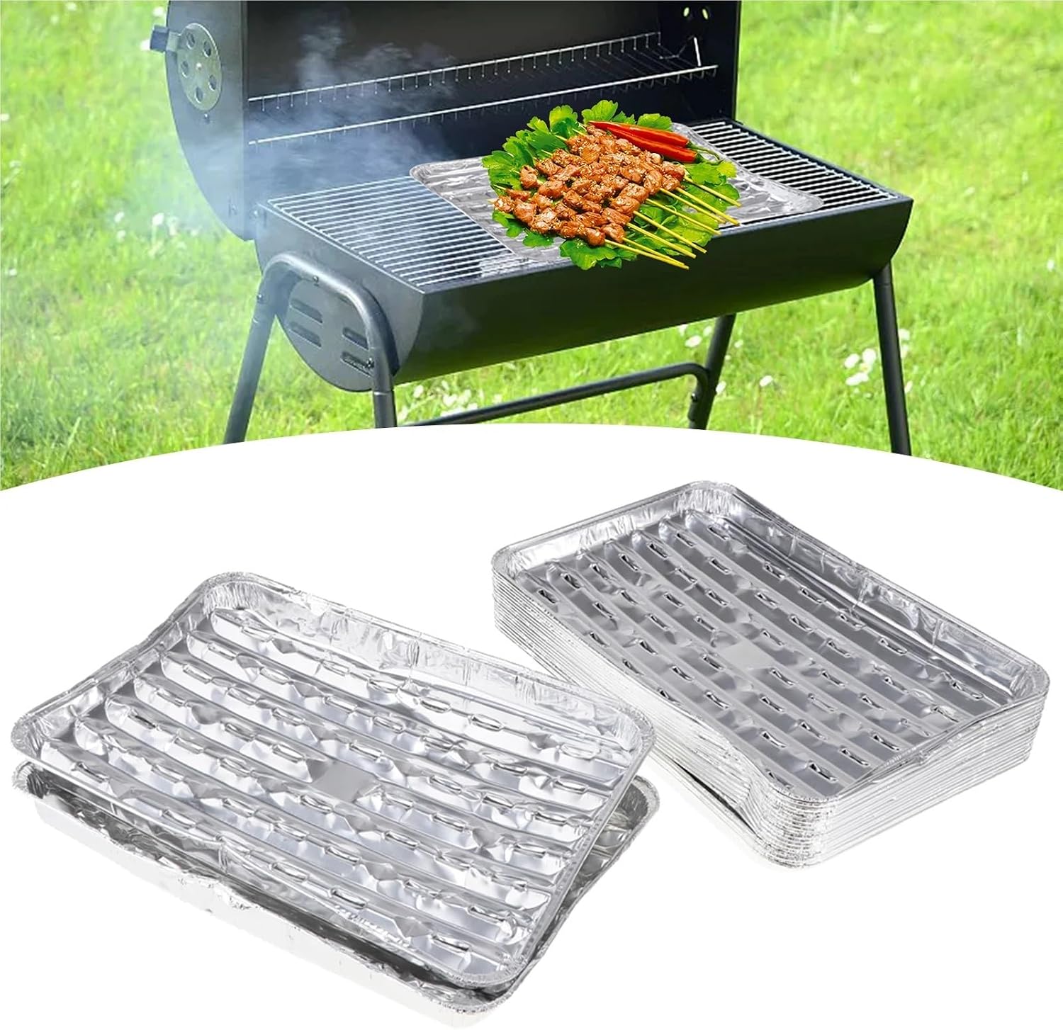 Disposable Baking Pans 20pcs/set Disposable BBQ Pans Aluminum Foil Barbecue Grilling Trays Outdoor