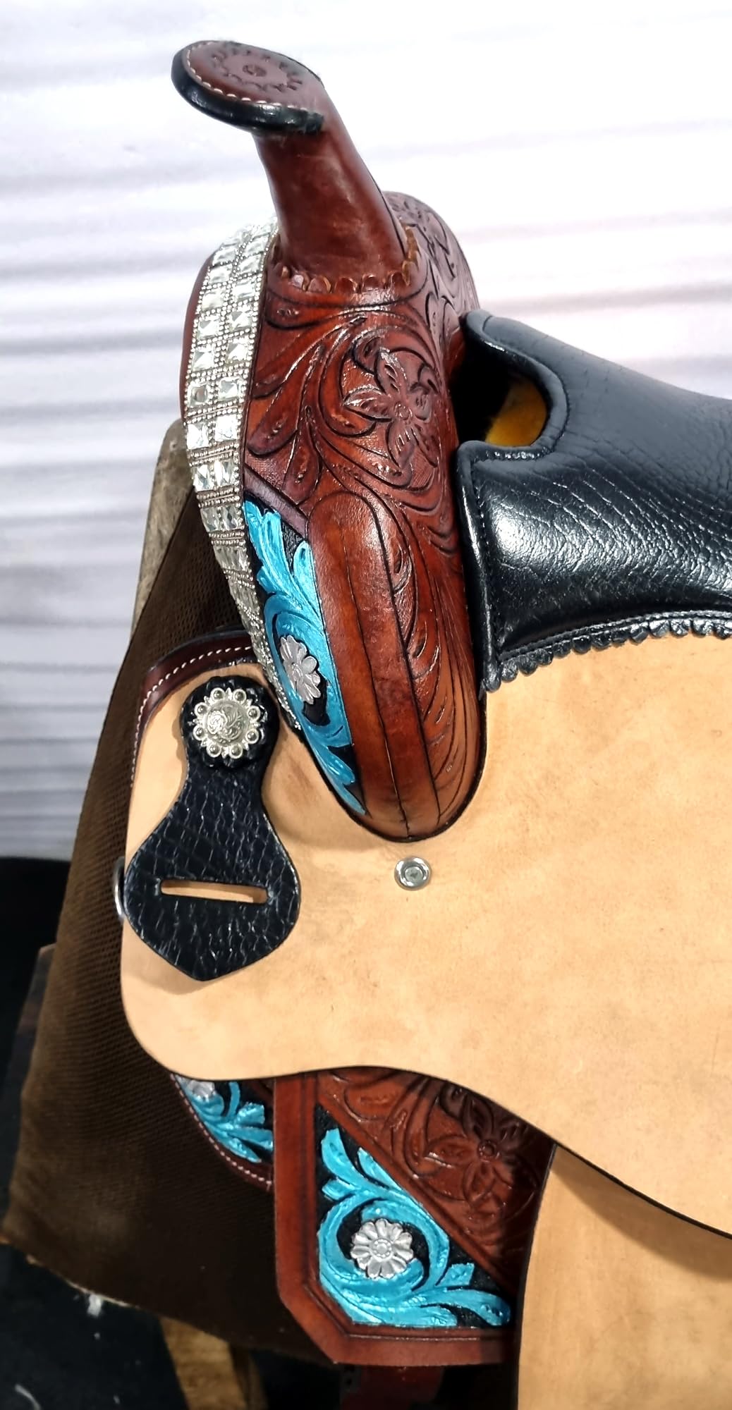 Western Saddle Barrel Racing Horse Pleasure Trail Floral Tooled Leather Rodeo Cowboy Tack Set ME-WLS-280