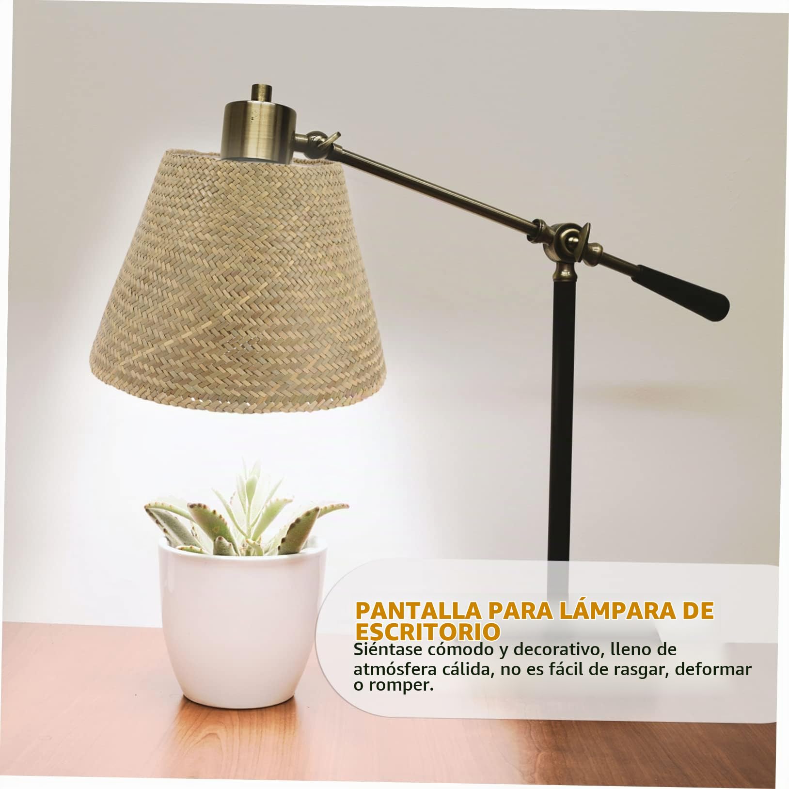 SHINEOFI Pantalla Mesa De Ratán De Estilo Rústico Cubierta Decorativa Para Lámparas De Mesa De Natural y Elegante