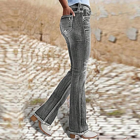 Womens Bootcut Jeans High Waisted Boyfriend Stretchy Cute Flare Jeans Trendy Y2k Buttons Fly Country Star Mom Straight Leg Denim Pants Casual Light Wash Vintage Tummy Control Cowboy Jean