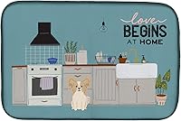 Vista 407 de Caroline's Treasures CK7824DDM - Tapete absorbente para secado de platos con diseño de bulldog inglés, rojo y blanco, para encimera de cocina, 14 x