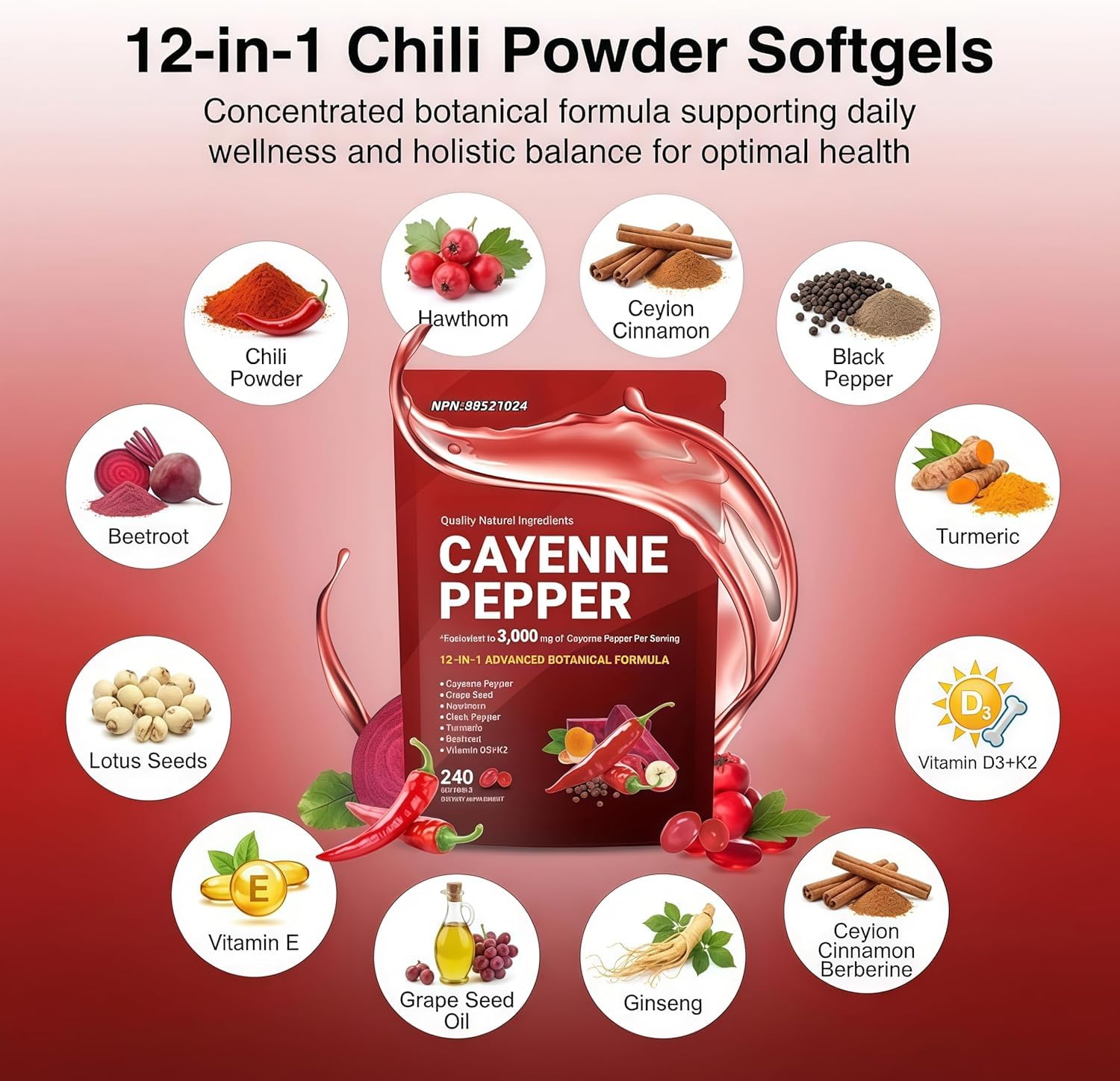 Cayenne Pepper - Cayenne Pepper Capsules | Resealable Package | 240 Softgels / 1 Bag B - 3