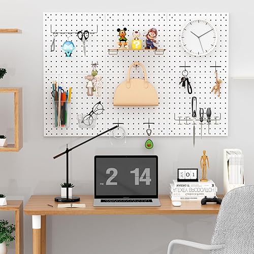 Miniatura 6 de Kit de tablero de clavijas, incluye tablero de clavijas y accesorios, con ganchos y contenedores, organizador de pared para oficina, exhibición de