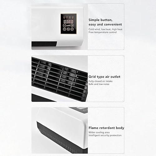 Miniatura 8 de Aire acondicionado pequeño, aire acondicionado para colgar en la pared, ventilador caliente, protección térmica, función de temporizador, calentador