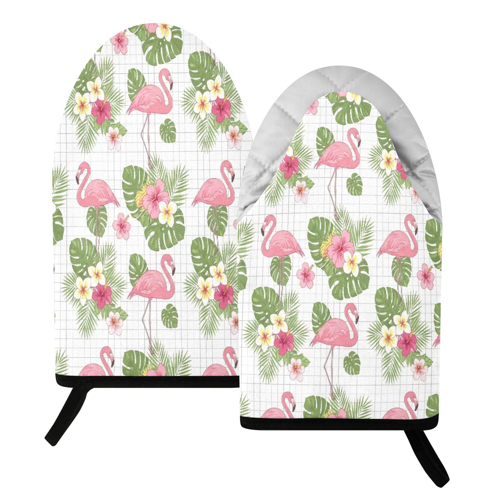 BURSTDDY Flamingo Oven Mitt,Heat Resistant Kitchen Mitts for Cooking