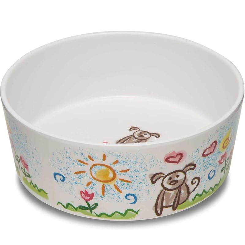 Tigela para cães de melamina Loving Pets Dolce Moderno Puppy Forever, antiderrapante, Small, 473 mL