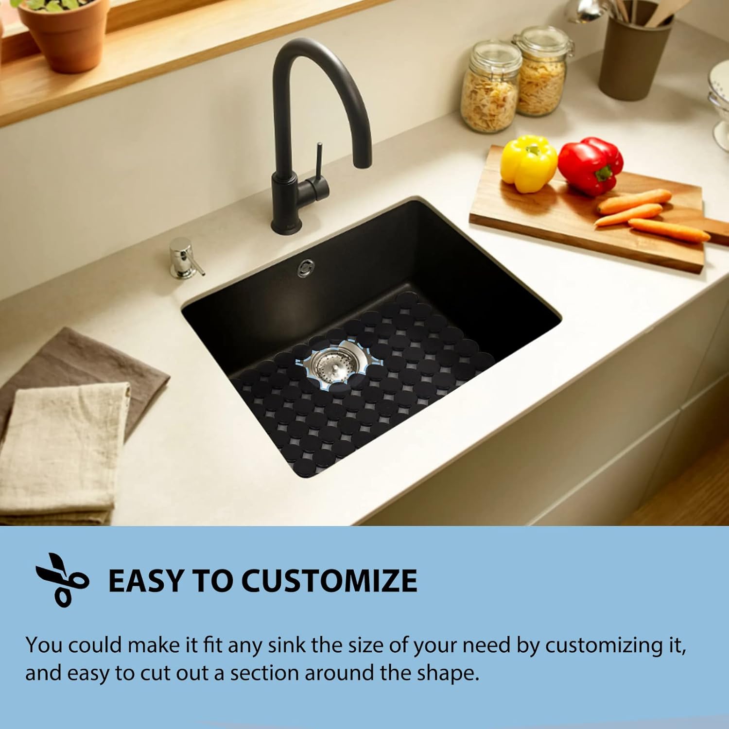 Sink Protectors Mat for Kitchen Sink - Adjustable Kitchen Sink Mat Fast