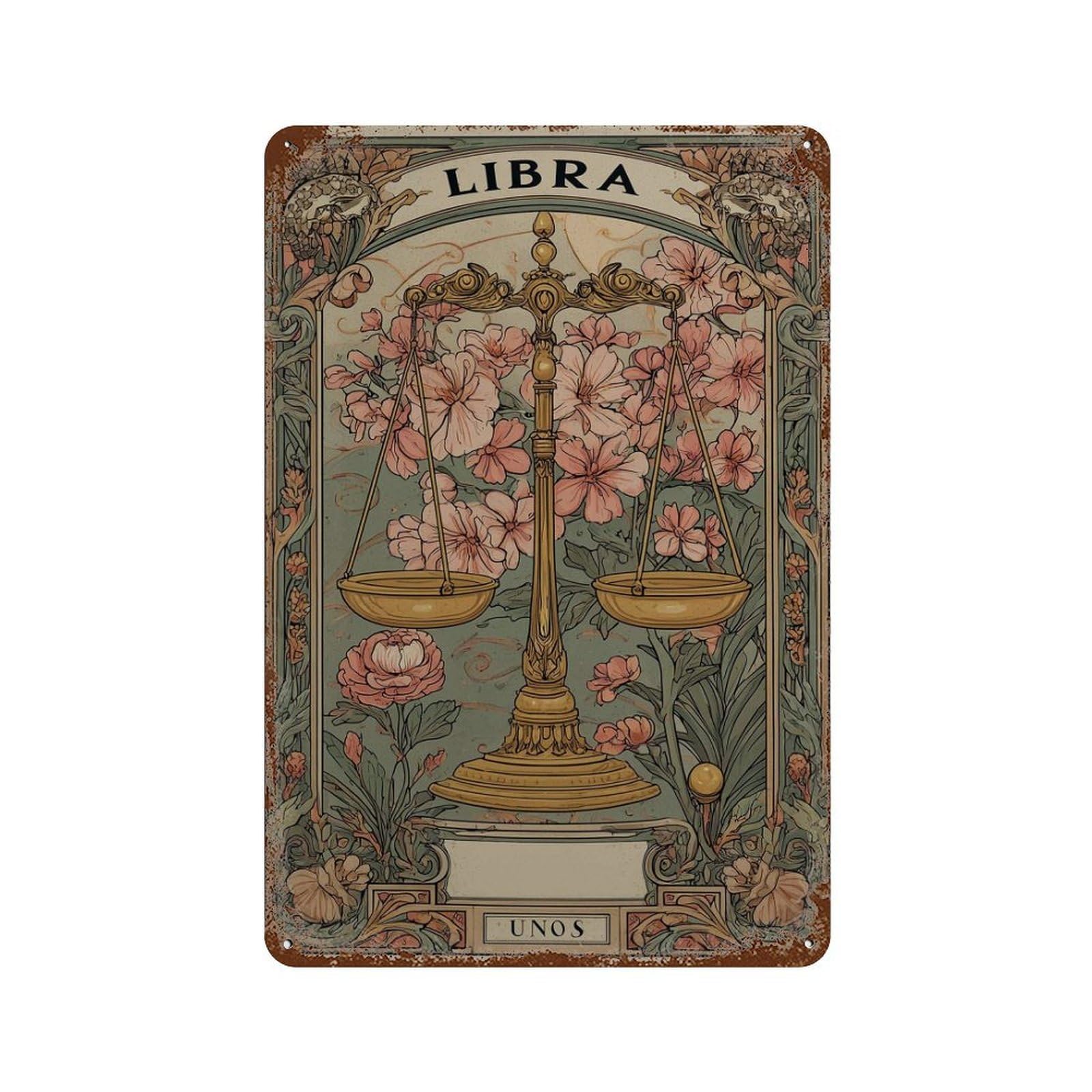 xiaoxiaoshen Libra Zodiac Astrology Horoscope Work Star Sign Celestial Mystical Wall Decor Art Metal Tin Poster Modern Home Decor Art Home Bar Shop Decorations Vintage Sign 30x20cm