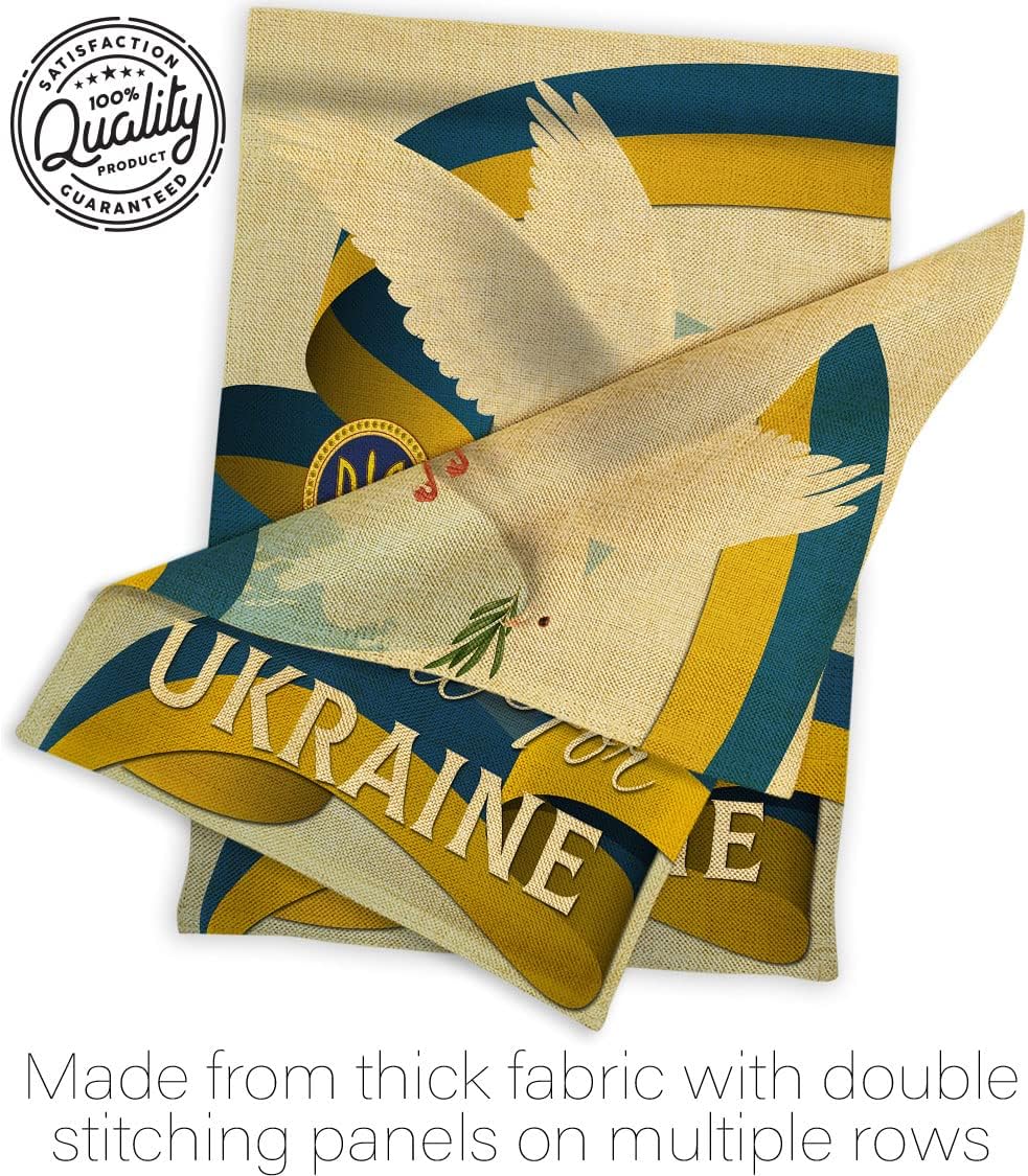 Ukraine Flag Peace for Ukraine Burlap House Flag Support Cause Stand with Ukrainian Decoration Banner Small Garden Yard Gift Double-Sided, Made in USA