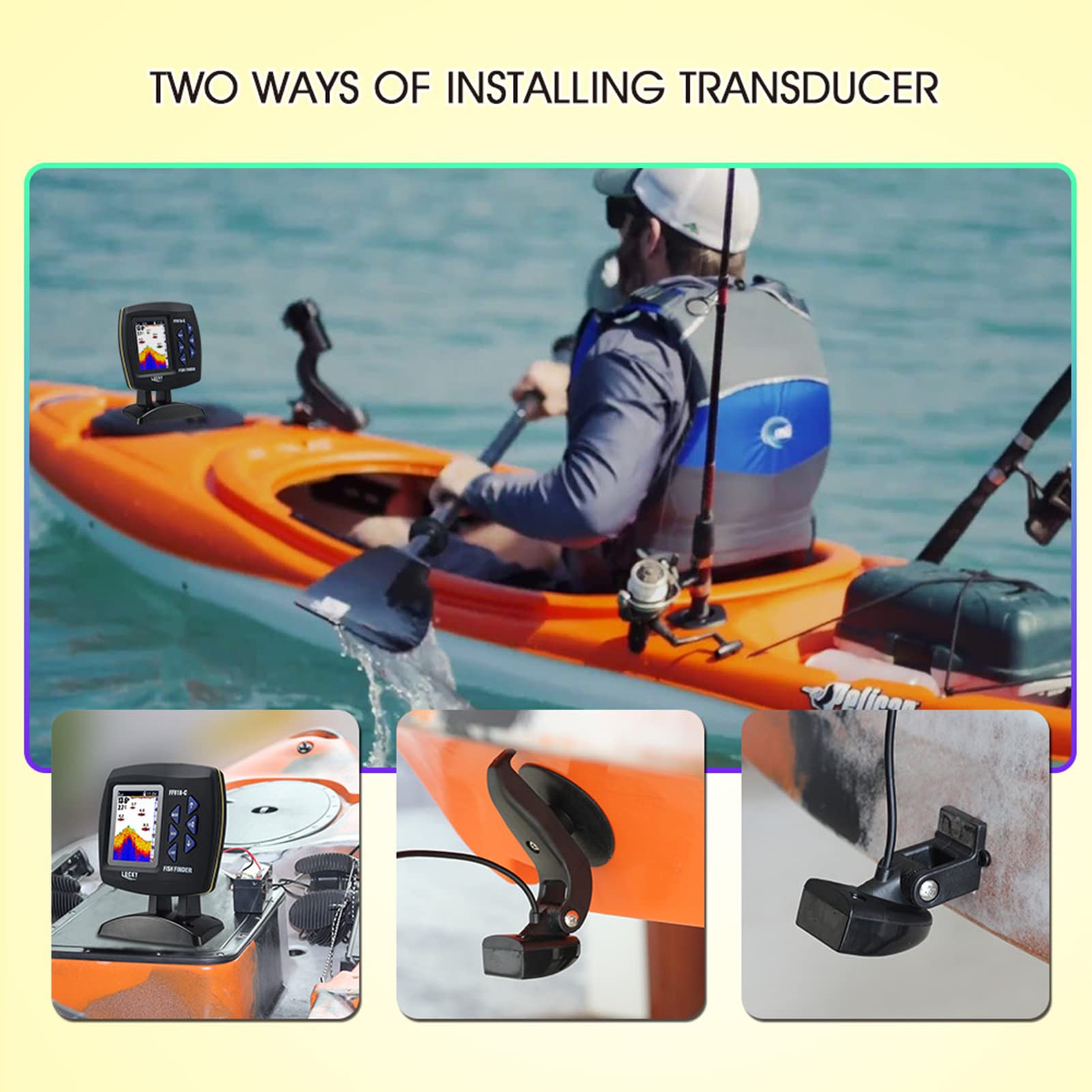 F918-C180S Fish Finder Sensore trasduttore cablato Fishfinder Fotocamera da pesca subacquea a 45 ° Trova pesci portatile Monitor subacqueo impermeabile LCD Localizzatore di pesci per barche