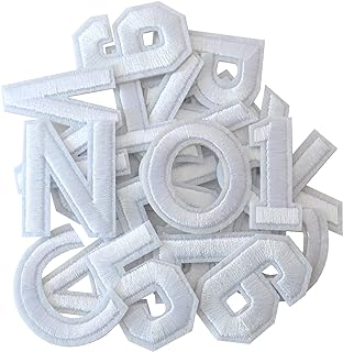 GYGYL 72 Pieces Iron on Letters and Numbers Patches, White Letter Patches Alphabet Embroidered Patch A-Z, Numbers 0-9 Applique for Clothes, Dress, Hat, Socks, Jeans, DIY Accessories