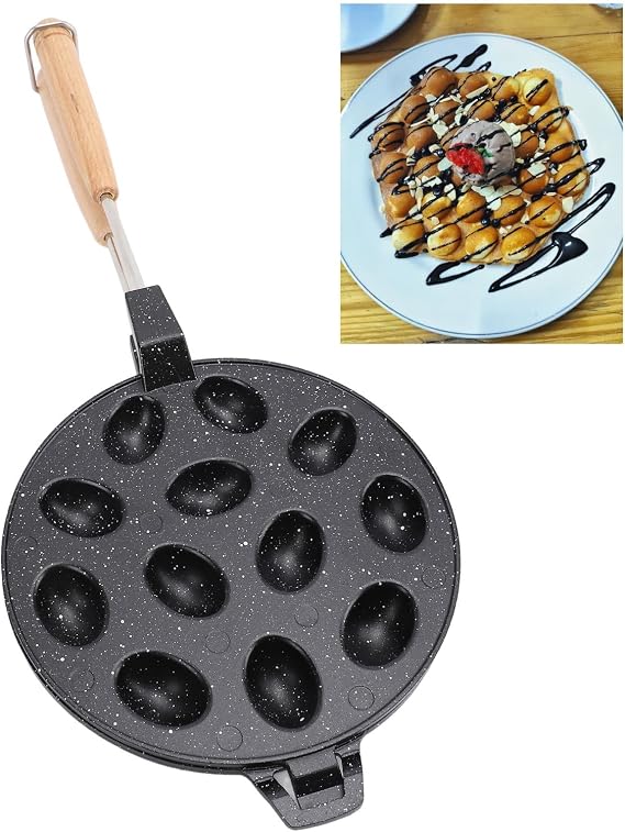 Walnut Cookie Maker, Multifunctional 12 Holes Walnut Cookie Baking Tool Composite Wood Anti Stick for Cakes (Black)