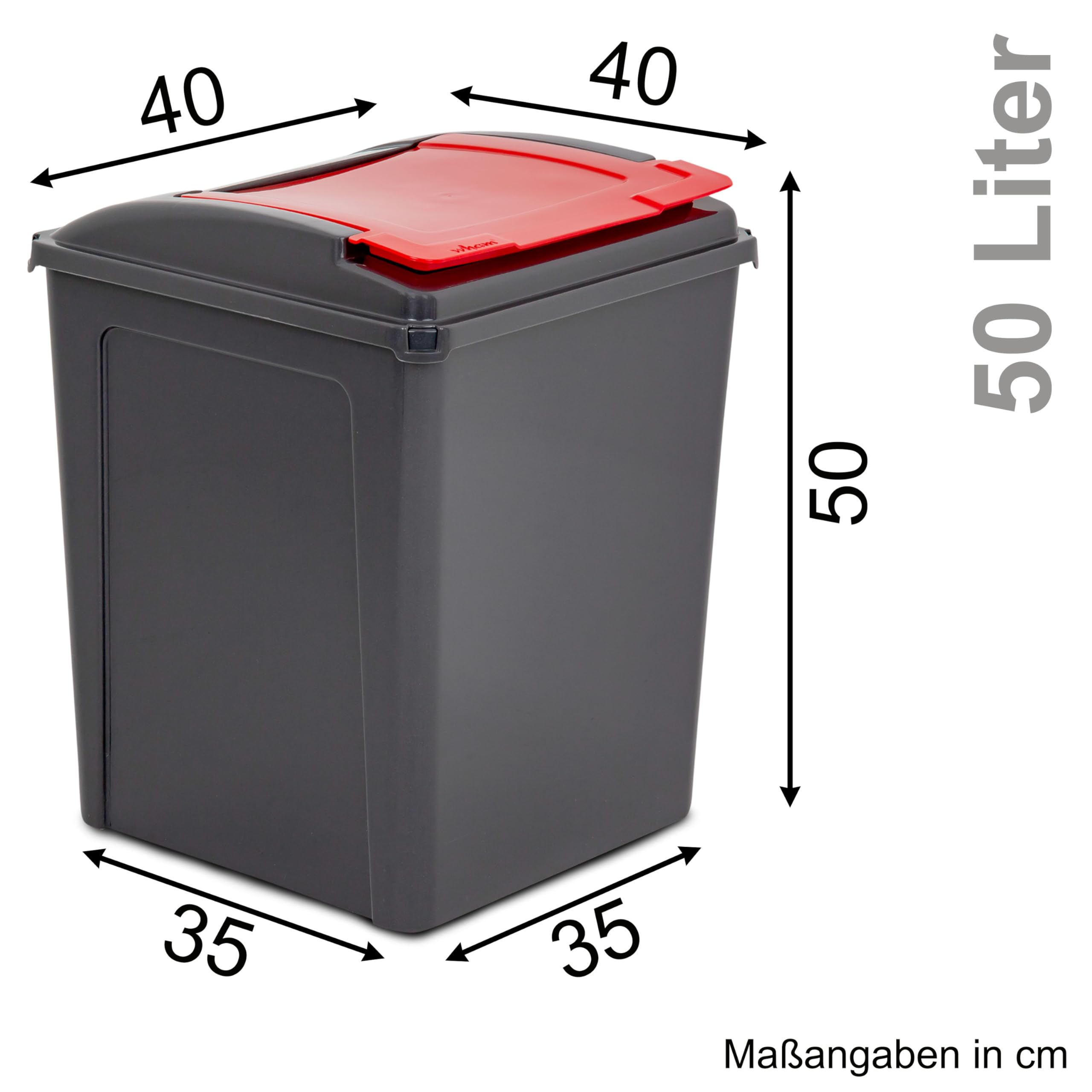 2x50L Poubelle 50l Noir-Jaune-Rouge 2 Compartiments Système tri 50l Jaune