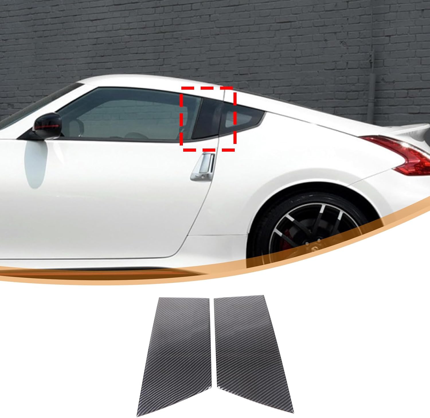 Daeiclru Exterior Middle Pillar Cover Trims Compatible with Nissan 370Z 2009-2020, Carbon Fiber Car Outer Rear Window Center Pillar Panel Cover Anti-Scratch Molding Accessoriess