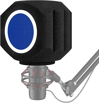 Teron Microphone Wind Shield, Microphone Isolation Shield with Pop Filter, for Studio, Voice Over Artists, Content Creators