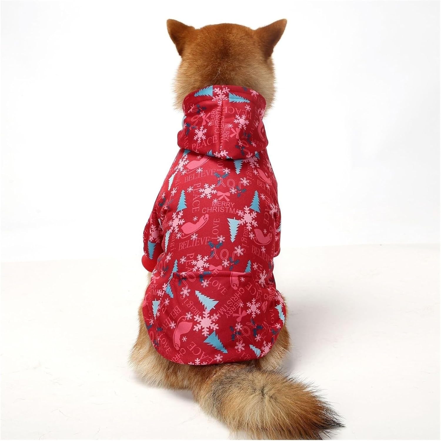 Christmas Dog Hoodie, Festive Pet Sweater with Snowflakes and Tree Design, Warm Cozy Winter Hoodie for Small Medium Large Dogs(Christmas Series,XL)