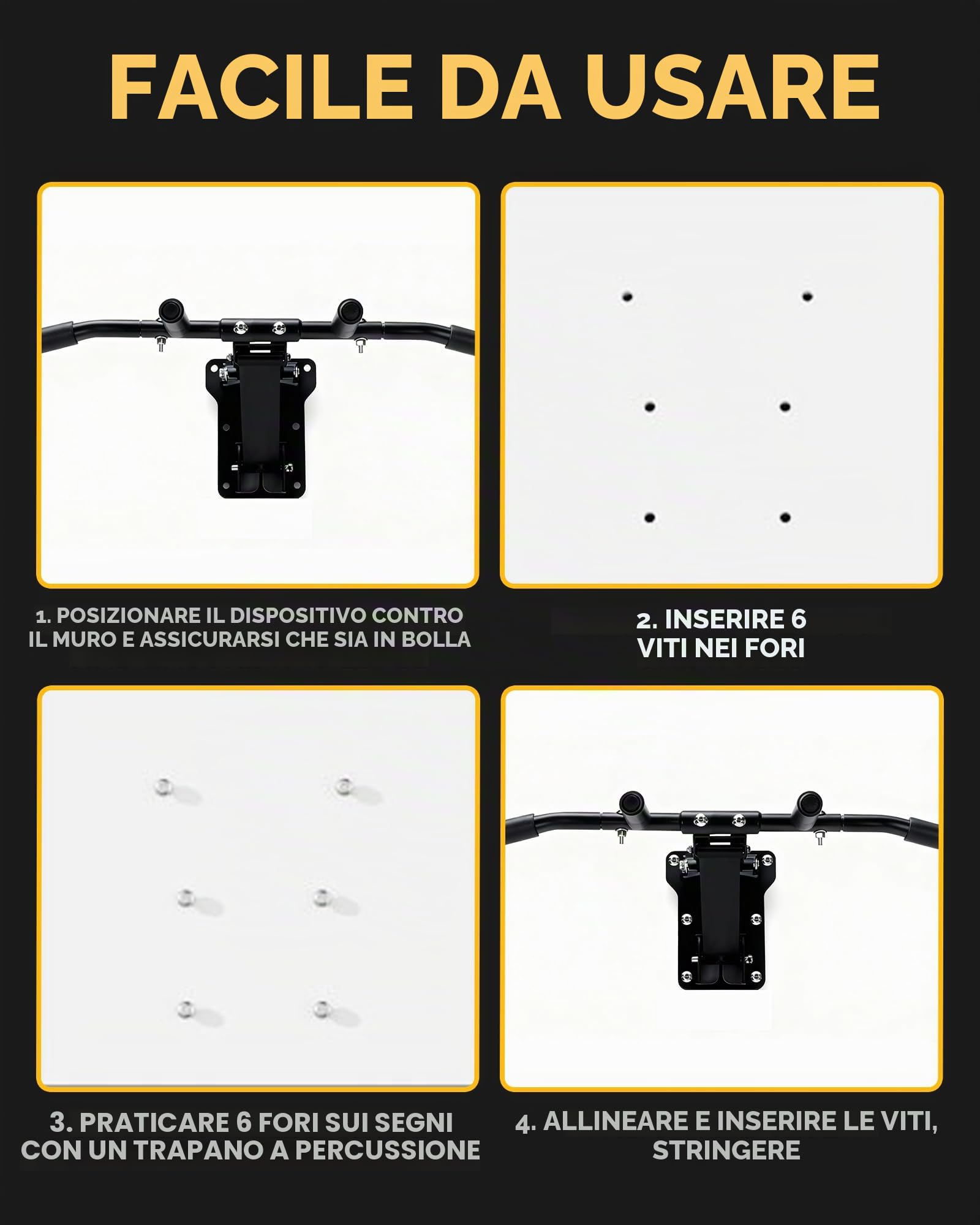 Barra per Trazioni da Muro: Regolabile in Altezza Sbarra Trazioni a Parete Multi-Grip Pieghevole Multifunzione per Casa, Fitness e Esercizi Forza - Pull Up Bar per Allenamento a Casa