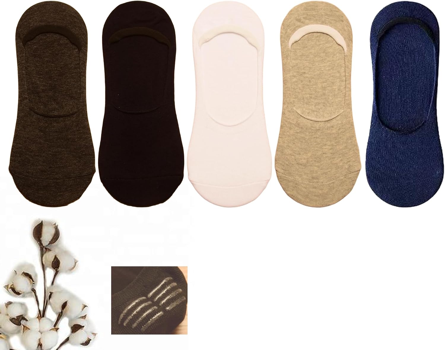 CHUNFO Mens No Show Socks Plus Size Cotton Invisible Loafers Short Sock Breathable Size 9.5-13.5