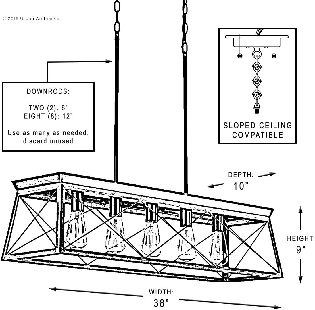 Bеѕt Sеllеr Luxury Industrial Chic Island/Linear Chandelier, Large Size: 9H x 38W, with Modern Farmhouse Style Elements, Olde Bronze Finish, UHP2126 from The Berkeley Collection by Urban Ambiance