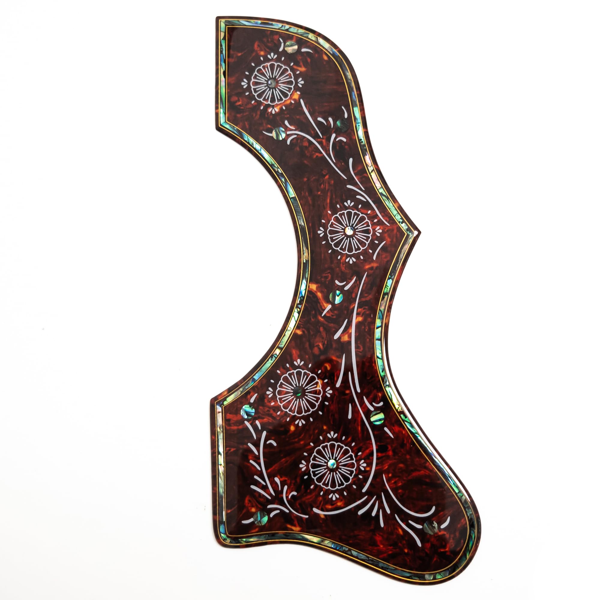 Pickguard do gitary akustycznej, do Gibson J-200 SJ-200, grubość 2 mm, z prawdziwą muszlą abalone, korona, samoprzylepna, uniwersalne dopasowanie do gitary 100 cm, chroni przed zarysowaniami
