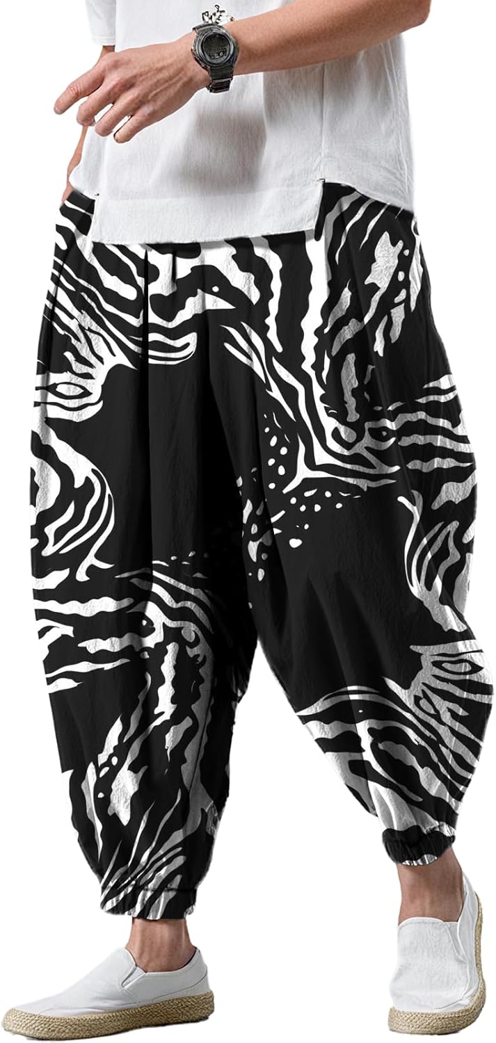 Relax Wide Leg Pants Hippy Boho Pants Men Hip Hop Street Casual Sports Trousers for...