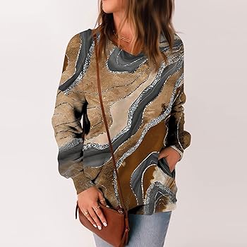 TIMELYE V-Neck Hoodies for Women Oversized Vintage Sweatshirt Without Hood Elegant Tops Lightweight Leisure Sweatshirt Long Sleeve Soft Loose Tops Outdoor Basic Shirts Casual Shirt, 2-brown : Amazon.de: Fashion