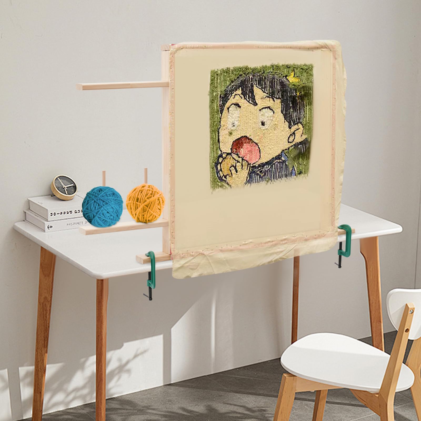 innytund Tufting Frame, 27.6in HolzTeppich Herstellung Rack Kit Teppich Tuft Stand mit 2* G Klemmmmen und 6* L-förmige Eckcodes, DIY Craft Making Rahmen Kit für Tapestry Nähen und Tufting Tuch Stand