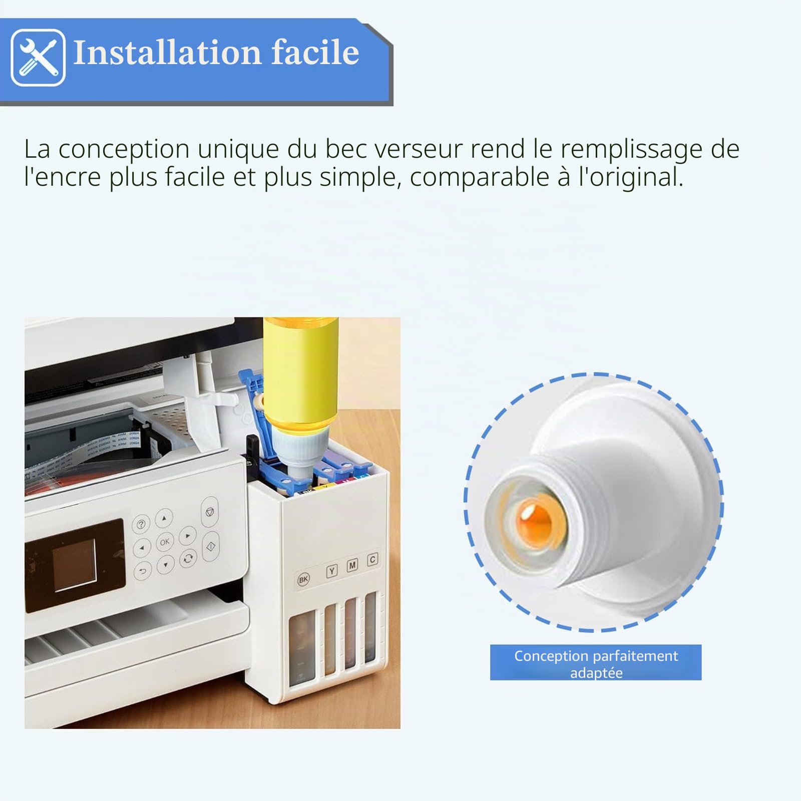 Sublimation 102 104 encre compatible avec Epson ET-2400 ET-2720 ET-2760 ET-2800 ET-2803 ET-2815 ET-2820 ET-2830 ET-2840 Imprimantes à jet d'encre pour tasse, gobelet, T-shirts Transfert de chaleur(4P)