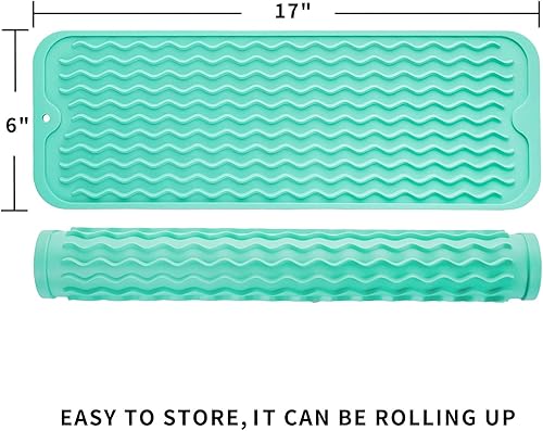 Miniatura 350 de Tapete de silicona para secado de platos para múltiples usos, fácil de limpiar, ecológico, resistente al calor, tapete de silicona para encimera