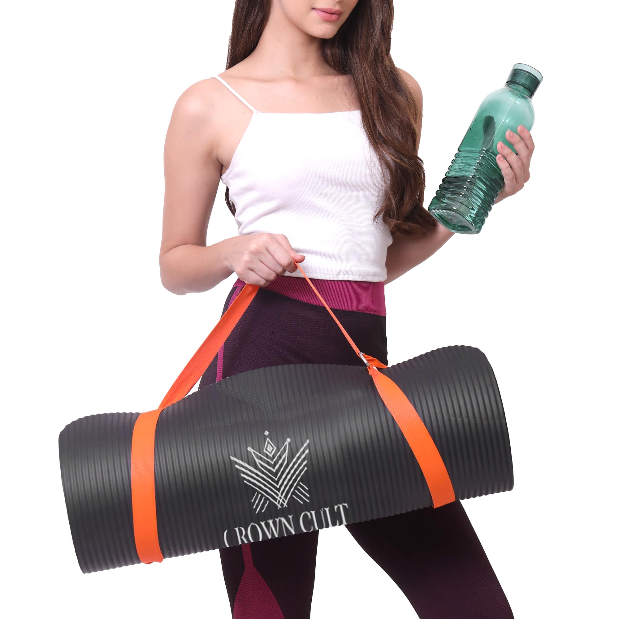 CROWN CULT Extra Thick NBR Yoga and Exercise Mat with Fitness & stylish Carrying Strap | Non-Slip Exercise Mat for Yoga, Pilates (BLACK 13 MM) (B0D3HMXZGW) Amazon Price History, Amazon Price Tracker