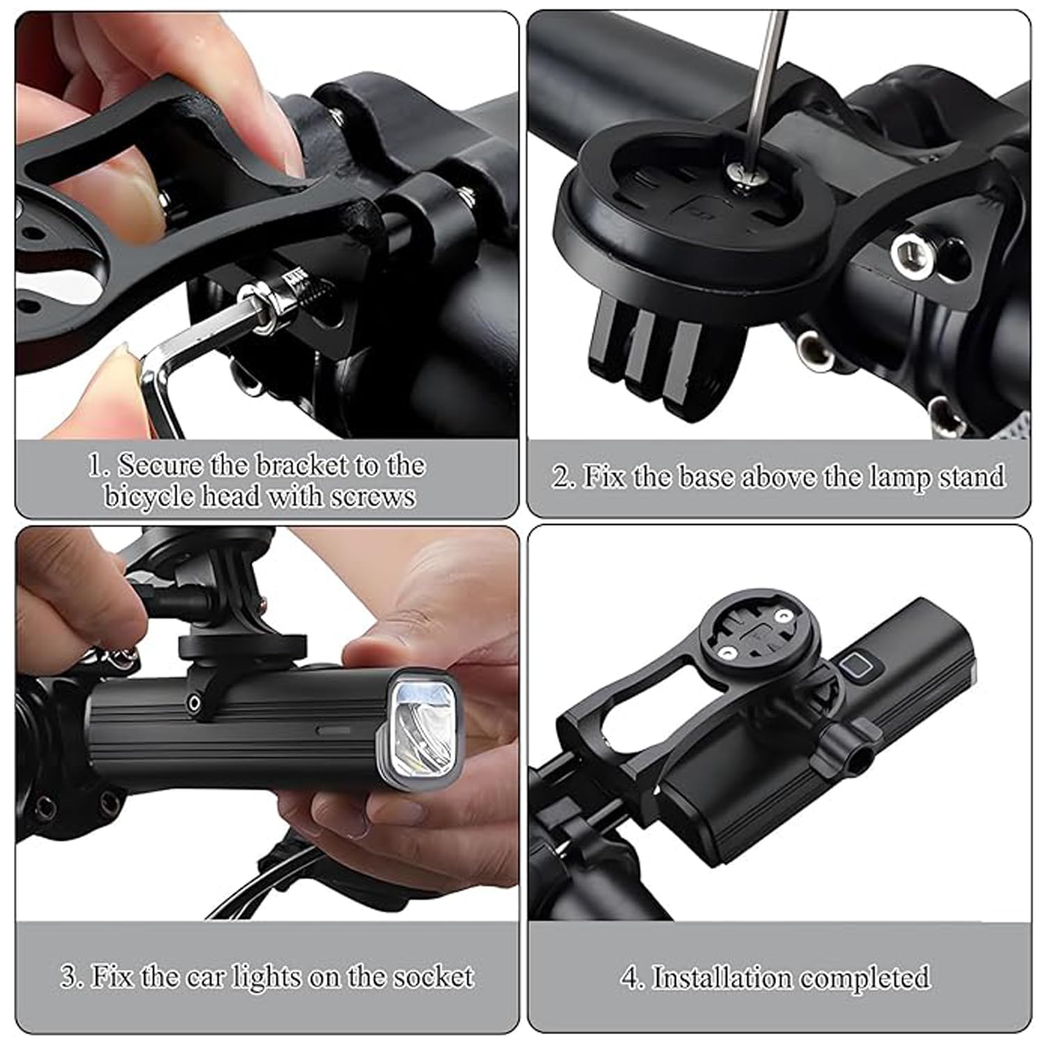 JOYOLA Fahrrad Halterung, Aluminiumlegierung Verstellbare Fahrradcomputer Halterung Rennrad Fahrradhalterung Kit Kompatibel für Edge Elemnt Bryton Cateye (Schwarz)