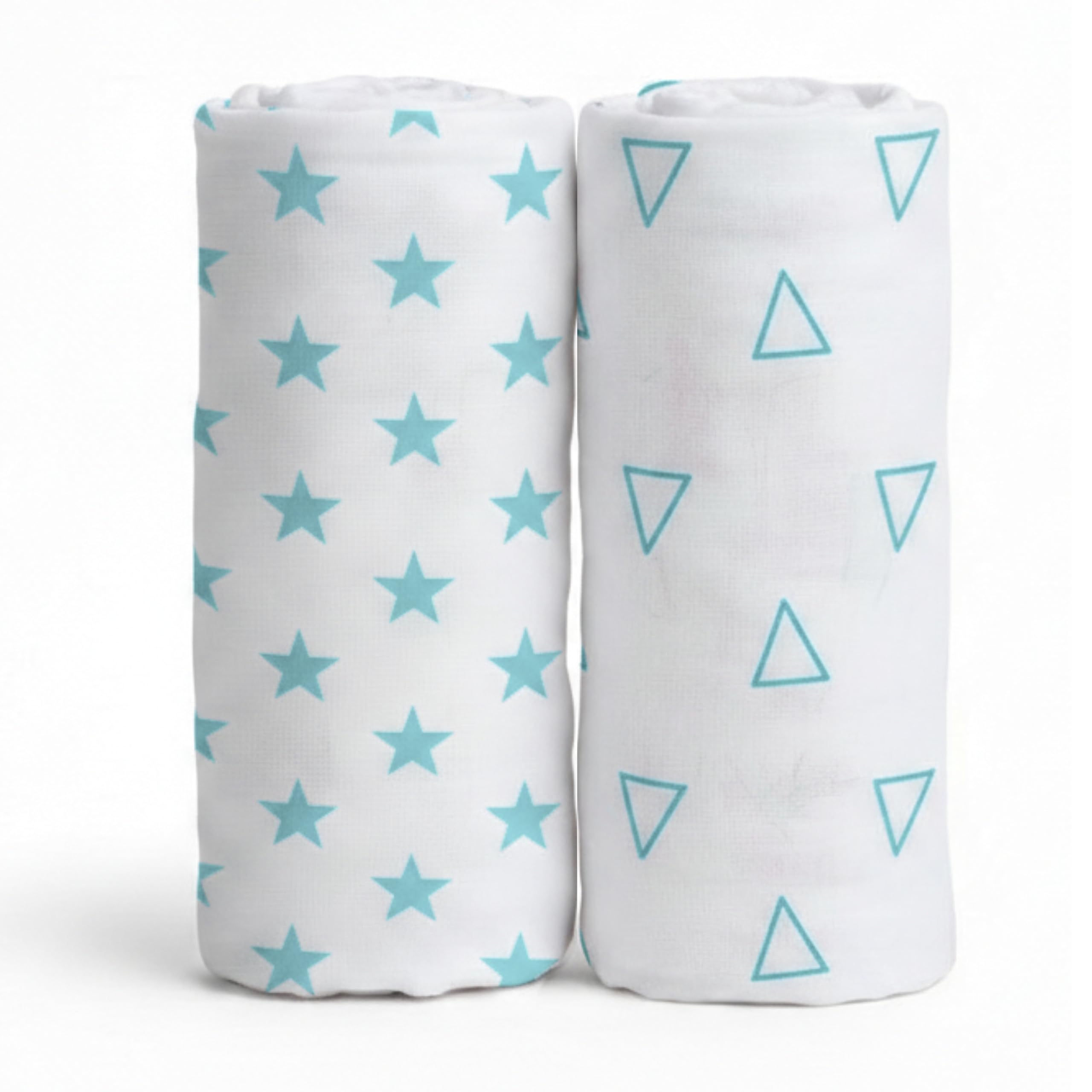 LITO LINEN AND TOWEL 100% Cotton Muslin Baby Swaddle Blanket Set of 2 47" x 47" Soft Breathable Newborn Wrap Blue Star & Triangle Print Baby Boys Receiving Blanket-image-38